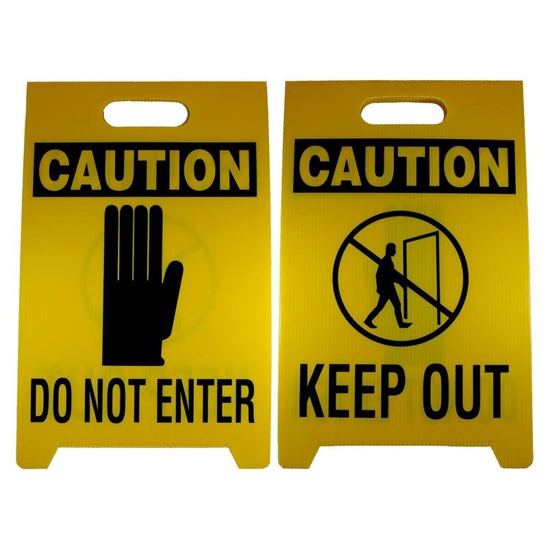 NMC FS8 CAUTION DO NOT ENTER Sign with Graphic - 12 in. x 19 in. Corrugated Plastic, Double-Sided Floor Sign with Black on Yellow - Image 2